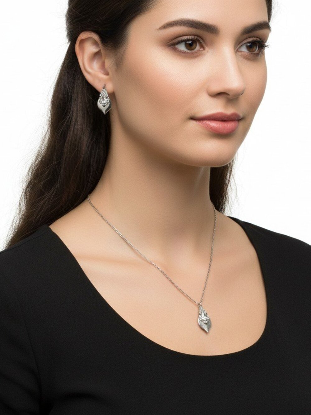 Vintage Teardrop Necklace & Earring Costume Jewelry Set